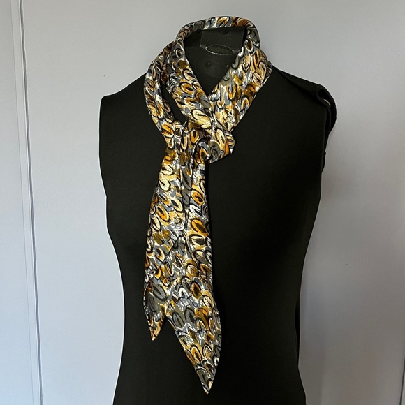 Vintage Vera Neumann Silk Tie Scarf Hand Screened Abstract Print - Picture 1 of 10